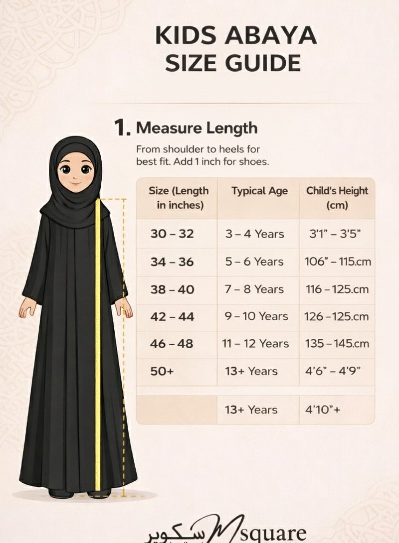 MSquare Fashion Burgundy Kids Abaya Set-Nida Fabric with Inner Dress & Headscarf - Image 5